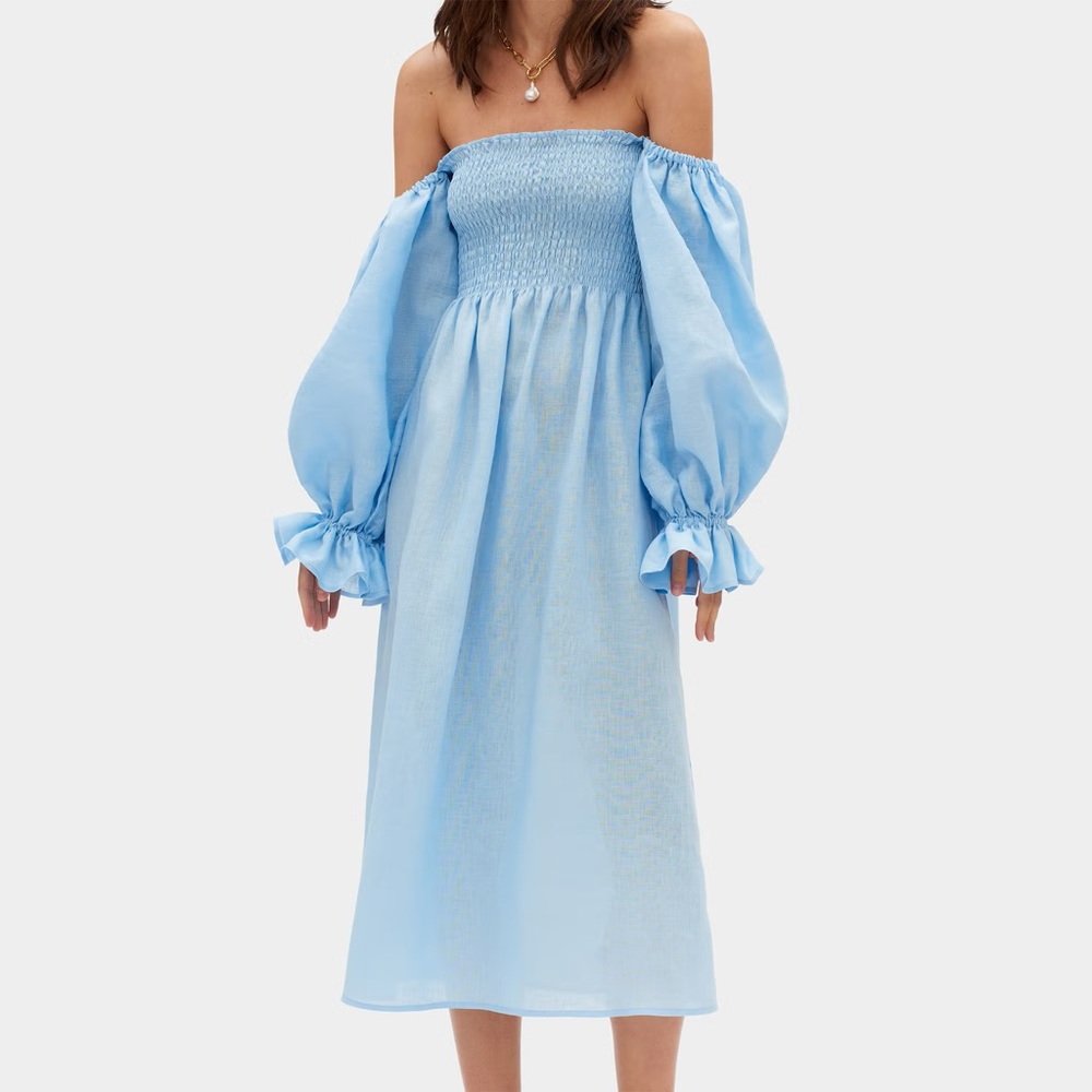 Sleeper Baby Blue Off-Shoulder Atlanta Dress